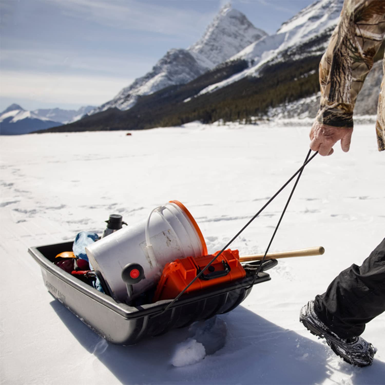 Slippery Racer Heavy Duty Durable Multi Purpose Utility Sled for Hauling, Supplies, Equipment, Gear, Hunting, ice Fishing and Wood.