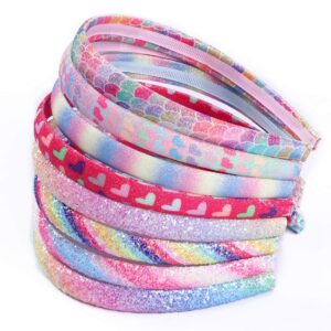 wanyu rainbow headbands 8 pcs sweet hairband children head bands for girls sequin printed heart mermaid headband kids hair piece