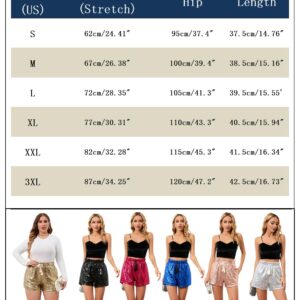 Women Summer Sequins Shorts High Waist Casual Loose A Line Hot Pants Sparkly Clubwear Night-Out Skorts (Black,XL,X-Large)