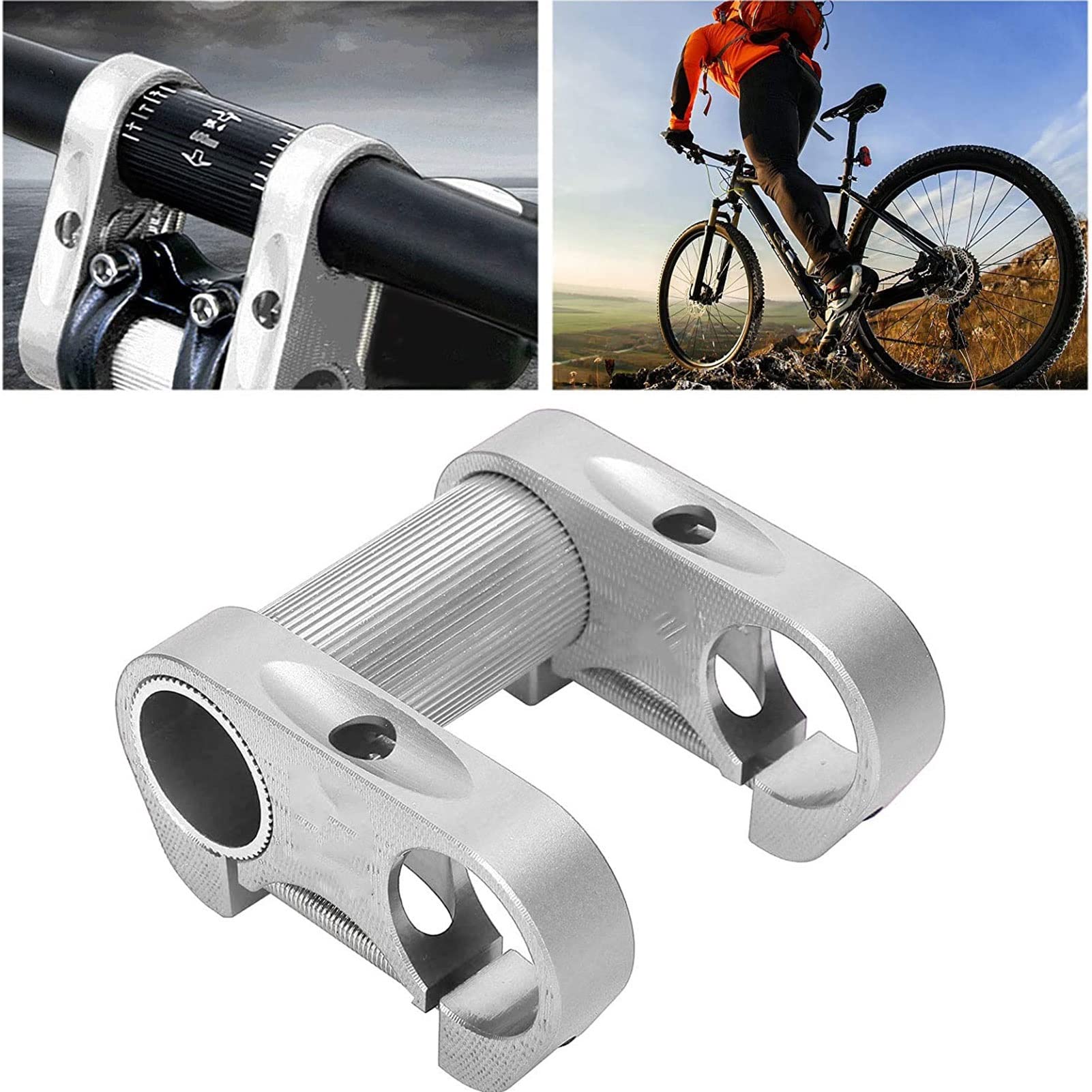 ZECHAO 1in/25.4mm Bike Double Stem Handlebar Riser,for Folding Bikes Mountain Bikes BMX Road Bike Adjustable Aluminum Alloy Extender Bike Stem (Color : Silver, Size : 25.4mm)