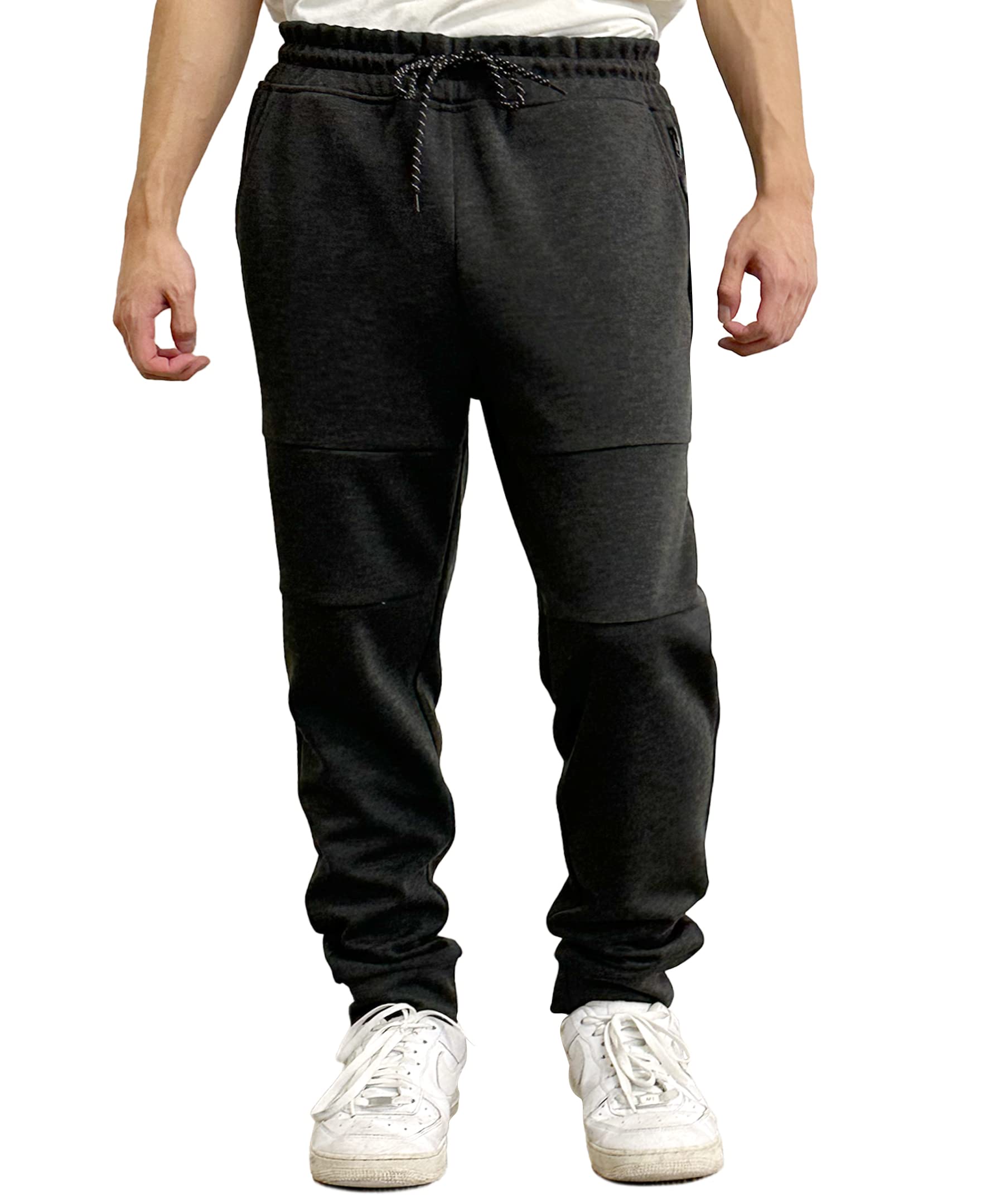 Southpole Men's Basic Lightweight Tech Fleece Jogger Pants, Heather Charcoal, X-Large