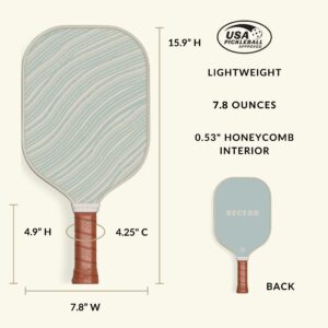 Recess Pickleball Single Paddles - Fiberglass Surface, Honeycomb Core - Sweatproof Foam Comfort Grip - Canvas Cover & Silicone Grip Ring - Tournament or Casual Play - Modern Designs - USAPA Approved