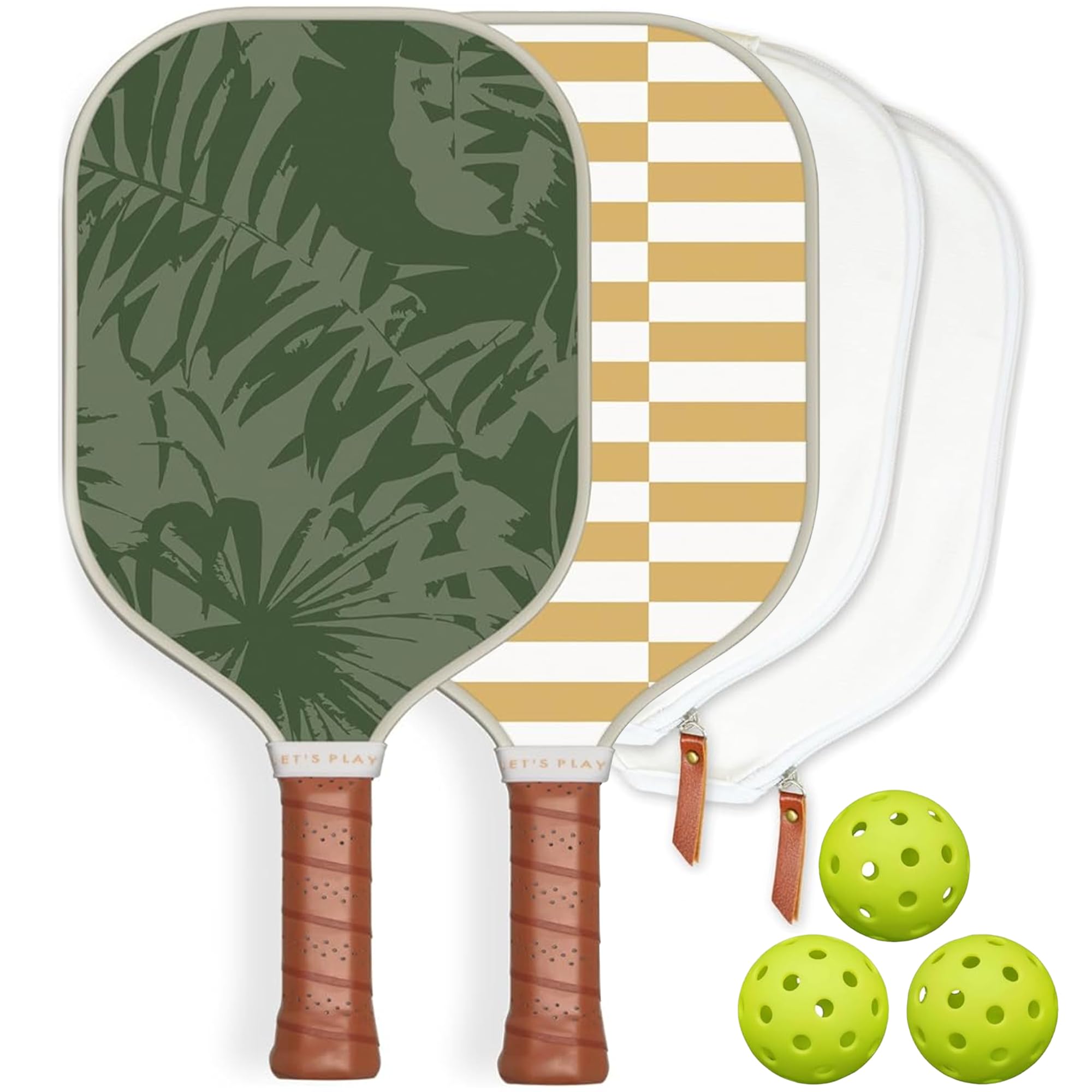 Recess Pro Performance Pickleball Paddle Set - 2 Fiberglass Paddles with Honeycomb Core, 3 Premium 40-Hole Pickle Balls - Ergonomic Sweat-Resistant Foam Grip, Durable Canvas Cover - USAPA Certified