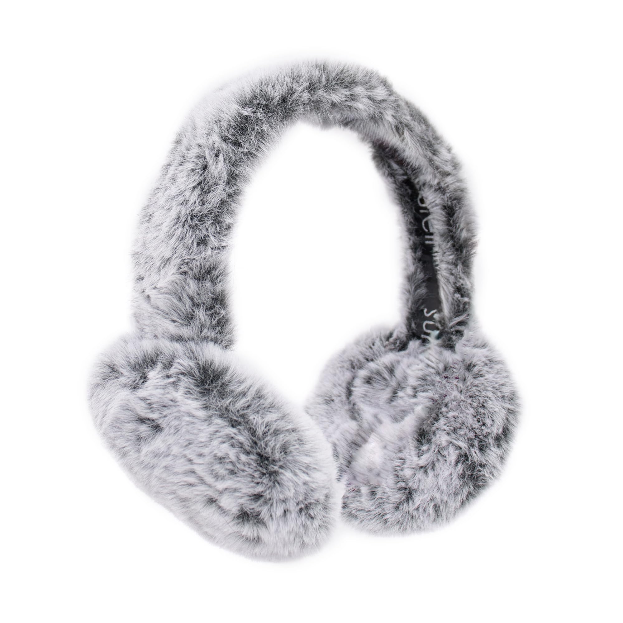 surell Faux Rex Earmuff with Halo Band - Fake Fur Winter Accessory - Warm Fashion Ear Muff - Stylish Ear Warmers - Soft Fuzzy Headwarmer - Fluffy Headwear - (Black Frost)