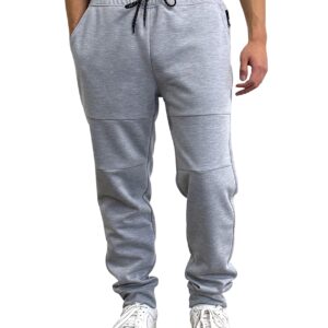 Southpole Men's Basic Lightweight Tech Fleece Jogger Pants, Heather Grey, Medium