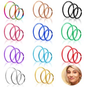 Yolev 36Pcs 20G Nose Ring Hoop for Women Men Stainless Steel Nose Ring Hoop Nose Piercing Jewelry Stainless Steel Helix Tragus Lip Septum Ring Cartilage Earring