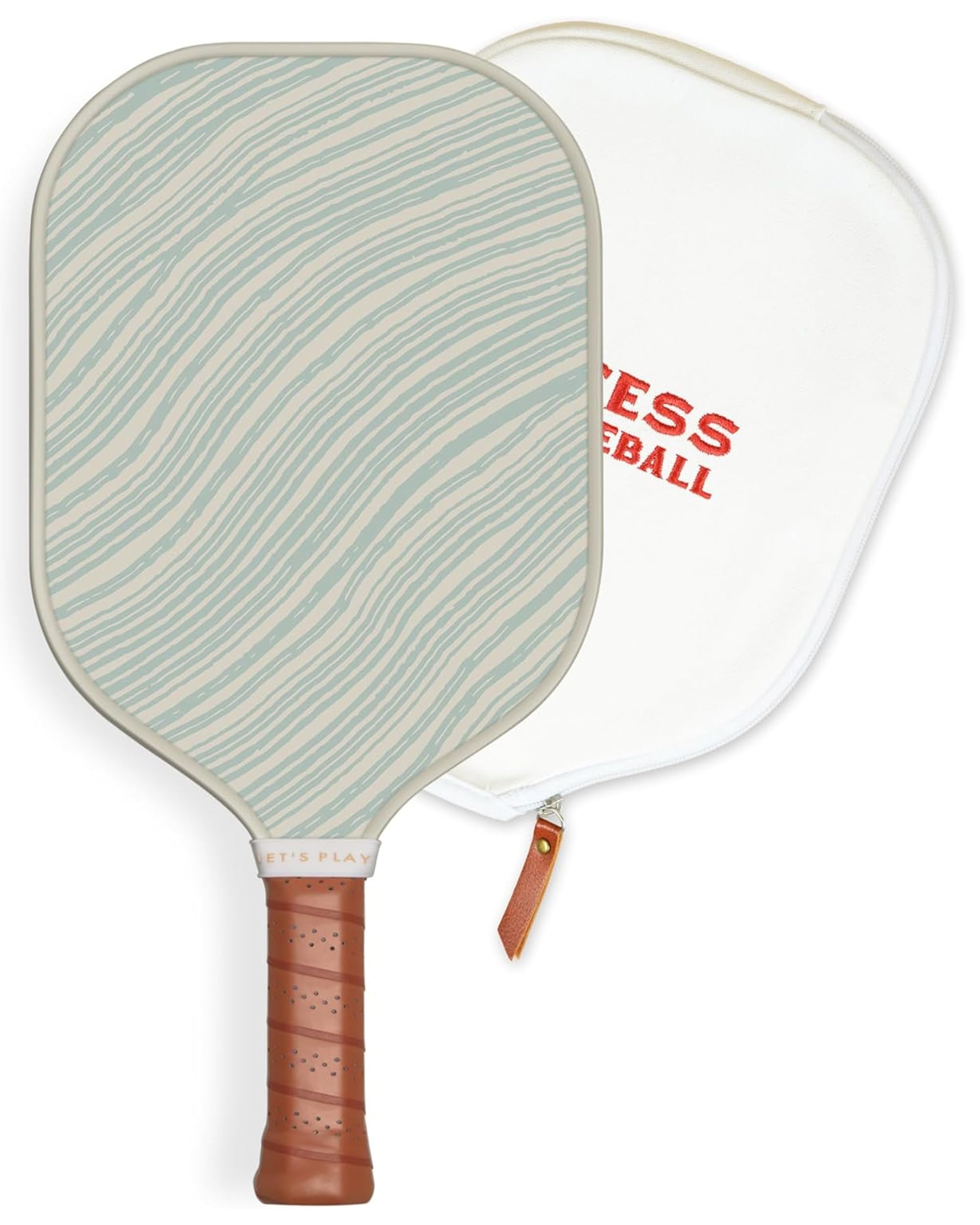 Recess Pickleball Single Paddles - Fiberglass Surface, Honeycomb Core - Sweatproof Foam Comfort Grip - Canvas Cover & Silicone Grip Ring - Tournament or Casual Play - Modern Designs - USAPA Approved