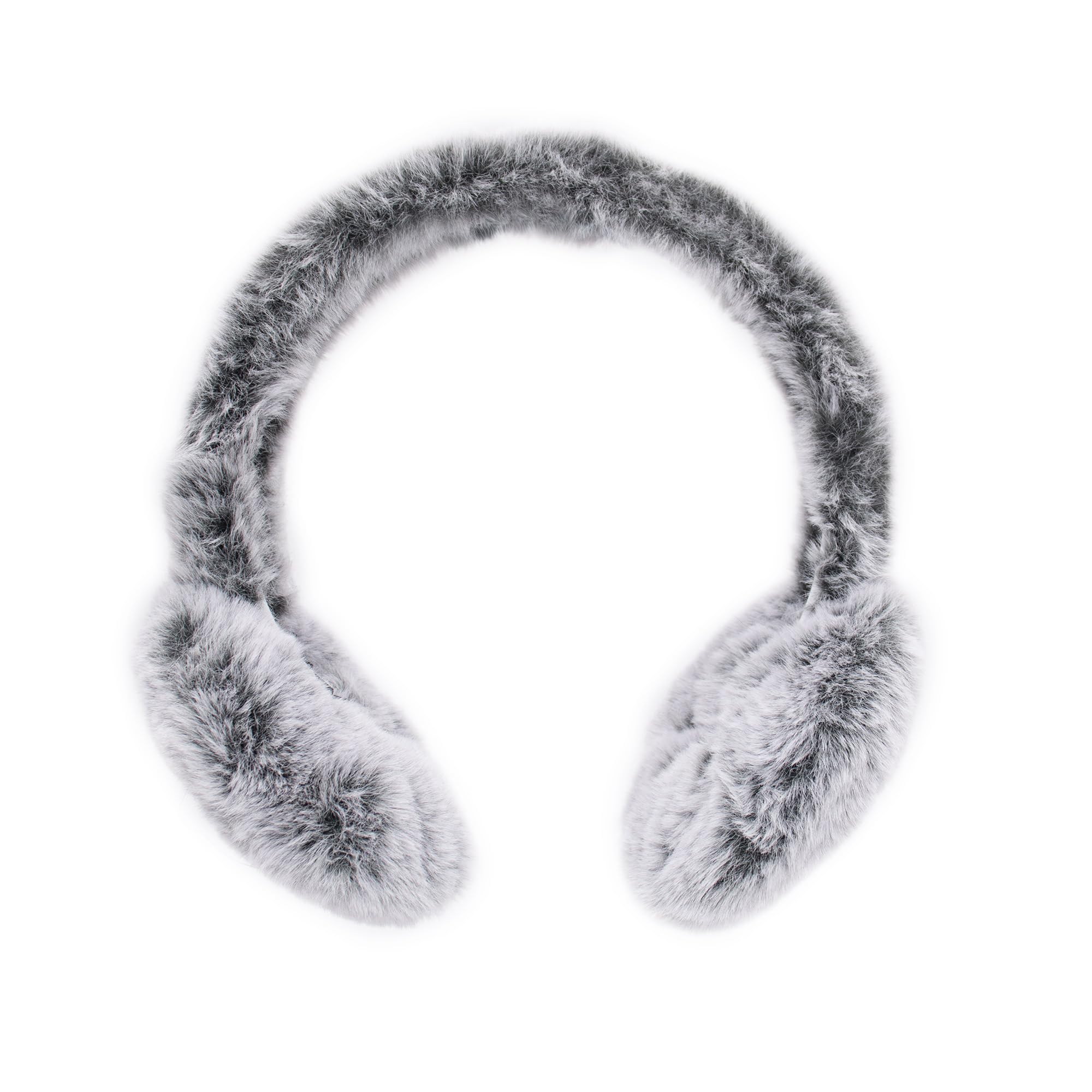 surell Faux Rex Earmuff with Halo Band - Fake Fur Winter Accessory - Warm Fashion Ear Muff - Stylish Ear Warmers - Soft Fuzzy Headwarmer - Fluffy Headwear - (Black Frost)