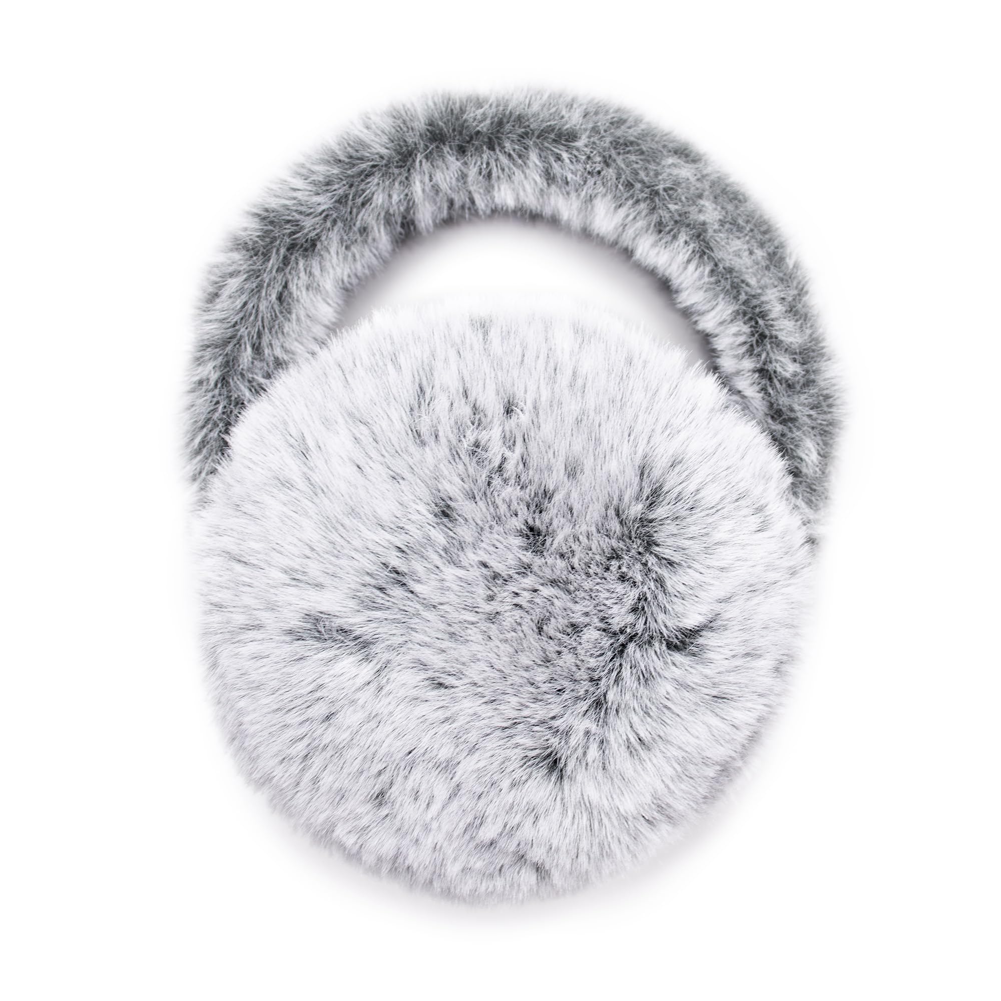 surell Faux Rex Earmuff with Halo Band - Fake Fur Winter Accessory - Warm Fashion Ear Muff - Stylish Ear Warmers - Soft Fuzzy Headwarmer - Fluffy Headwear - (Black Frost)