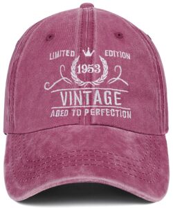 70th birthday gifts for women men vintage 1953 baseball cap ideas gift embroidery party hats parents turning 70 th (vintage 1953-pink 2)