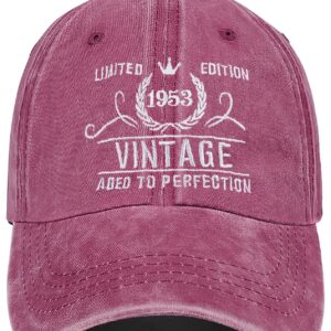 70th Birthday Gifts for Women Men Vintage 1953 Baseball Cap Ideas Gift Embroidery Party Hats Parents Turning 70 Th (Vintage 1953-Pink 2)