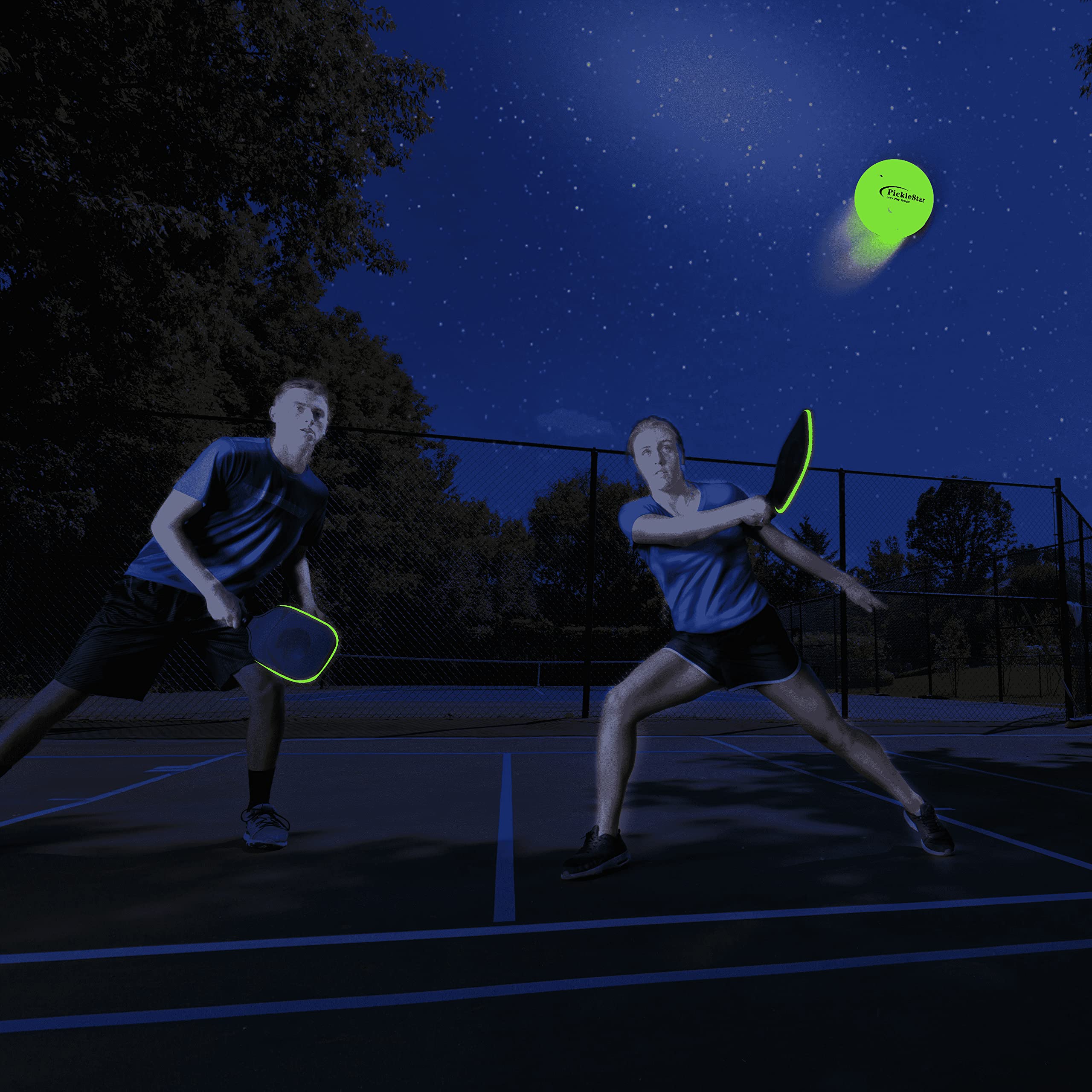 PickleStar LED Light Up Pickleball Balls, Glow in The Dark Pickleball Balls, Offcial Size OutdoorPickleBalls with Light 4 Pack LED Light Up Pickle Balls, Unique Gift for Pickleball Lovers