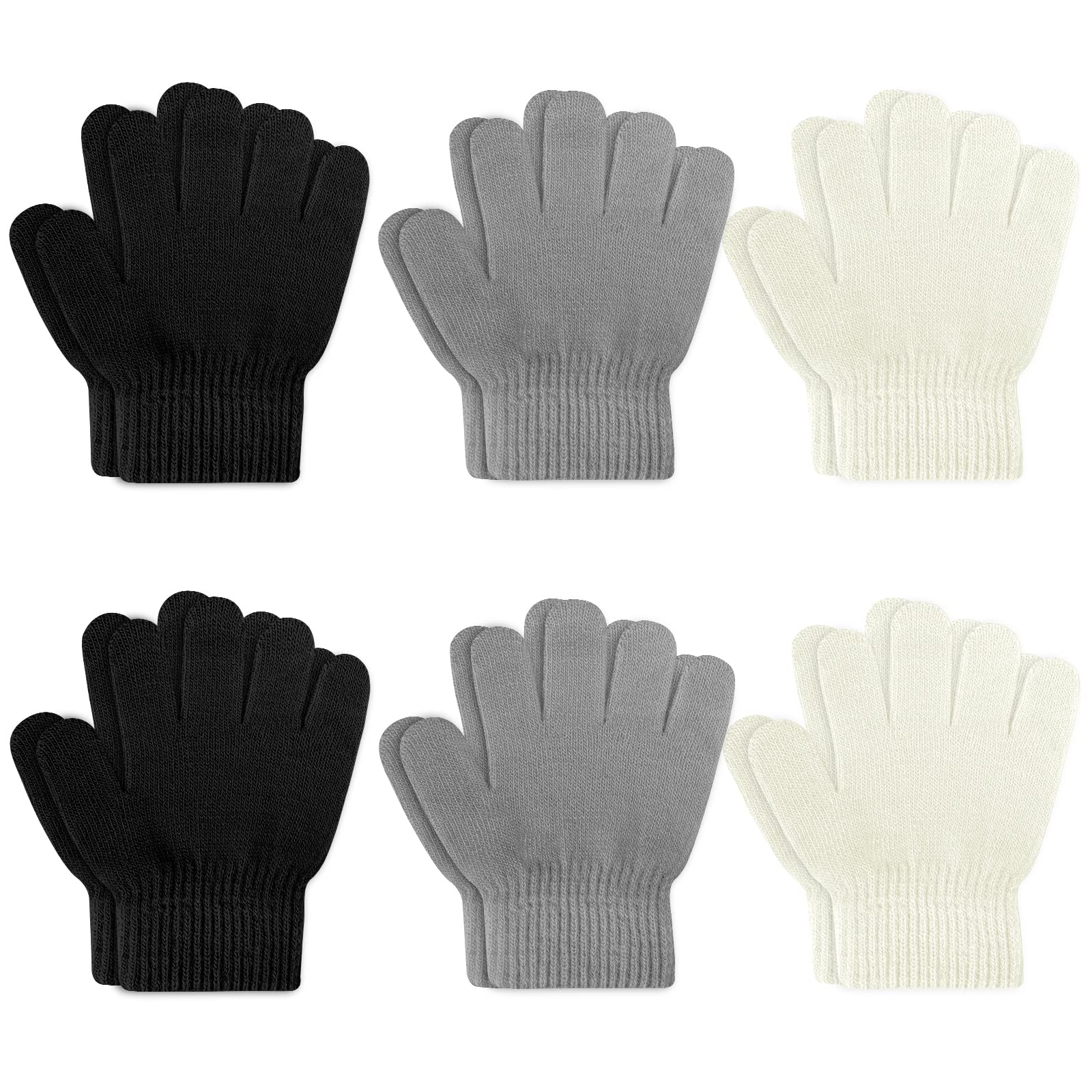 ONESING 6 Pair Baby Gloves Toddler Gloves Toddler Winter Gloves Kids Gloves Winter Stretchy Knit Gloves for Kids Boys Girls