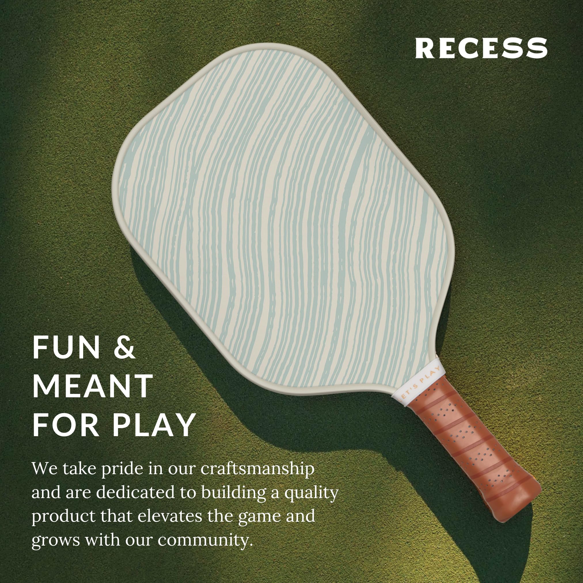 Recess Pickleball Single Paddles - Fiberglass Surface, Honeycomb Core - Sweatproof Foam Comfort Grip - Canvas Cover & Silicone Grip Ring - Tournament or Casual Play - Modern Designs - USAPA Approved