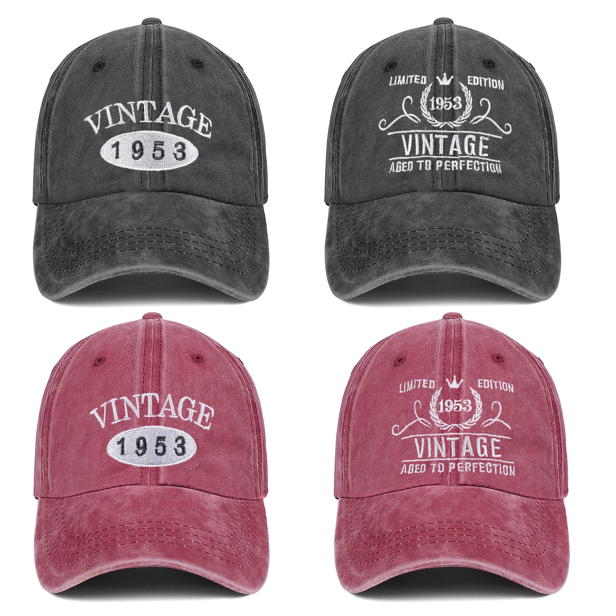 70th Birthday Gifts for Women Men Vintage 1953 Baseball Cap Ideas Gift Embroidery Party Hats Parents Turning 70 Th (Vintage 1953-Pink 2)