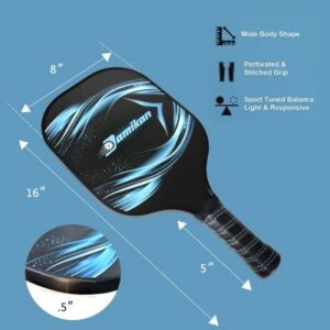 Damikan DM2 Pickleball Paddle I Lightweight Fiberglass Paddle I Durable Polymer Honeycomb Core I Cushioned Grip Handle