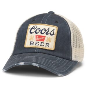 american needle coors banquet beer orville adjustable snapback baseball hat, stone/navy (23001a-coors-stnv)