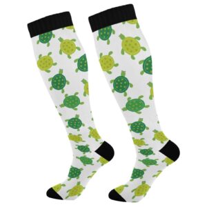 kigai 1 pair cute turtle design compression socks 20-30mmhg knee high women socks tube athletic stockings for men sport soccer running cycling medical nurse winter travel