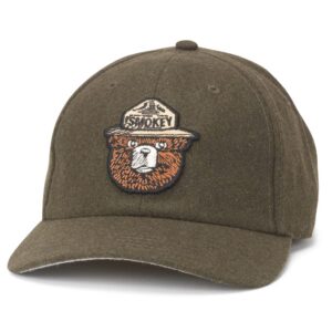 american needle smokey bear archive legend adjustable buckle strap baseball dad hat, olive (21005a-sbear-oliv)