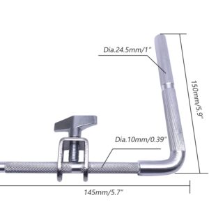 TUOREN Cowbell Mount L-Rod Attachment 9.5mm Diameter Percussion Mount Rod Cowbell Mounting Arm Perfect for Drummer Drum Hardware