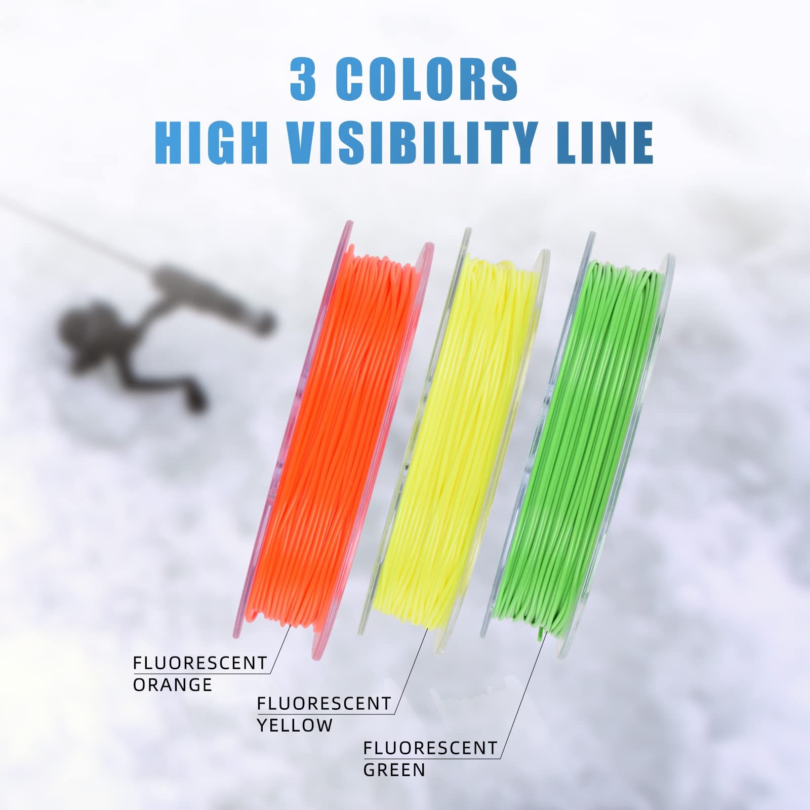 SF Rattle Reel Line for Ice Fishing Rattle Reels Tip-Up 100FT 35LB Sink Fluo Yellow