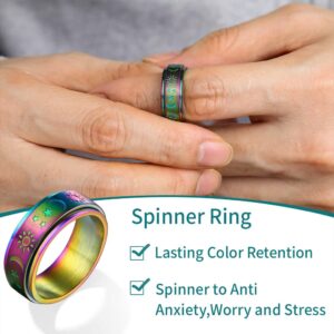 Supcare Mood Ring Fidget Rings for Men Stainless Steel Spinner Ring Moon and Star Ring Anxiety Ring Men Fidget Rings for Anxiety for Women