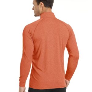 Boladeci Moisture Wicking Shirts for Men UPF 50+ UV Protection Long Sleeve Sun Protection Shirts Orange SPF Dry Fit Sun Shirts Rash Guard Golf Tops