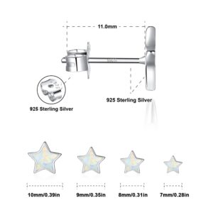 White Gold Plated Sterling Silver Opal Stud Earrings 3mm-8mm Options, Simulated Opal Dot Studs Hypoallergenic Jewelry (7, White-Star)