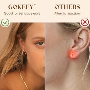 Gokeey Small Gold Hoop Earrings Set for Women, 14K Gold Plated Dainty Lightweight Cubic Zirconia Huggie Earrings Set for Multiple Piercings Tiny Cartilage Earring Jewelry for Women