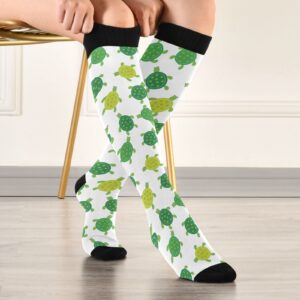 Kigai 1 Pair Cute Turtle Design Compression Socks 20-30mmHg Knee High Women Socks Tube Athletic Stockings for Men Sport Soccer Running Cycling Medical Nurse Winter Travel