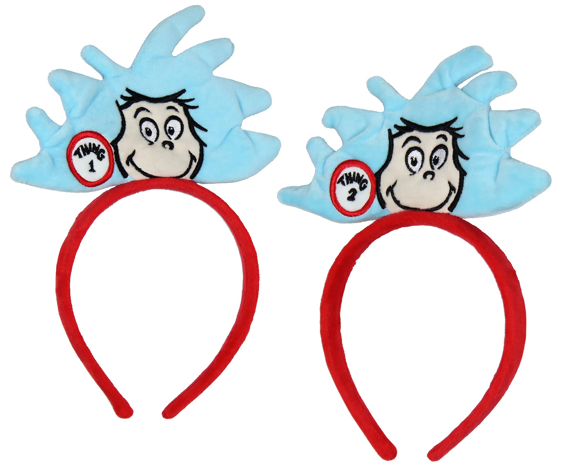 Bioworld Dr. Seuss Cat In The Hat Thing 1 And Thing 2 3D Design Headbands 2 Pack For Women and Girls