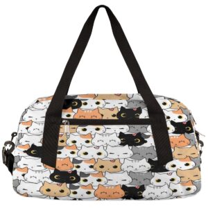 Kids Duffle Bag for Boys Girls Sport Gym Bag Kids Carry-On Bag for School Practice Ballet, Weekender Travel Duffel Bag (cute cats)