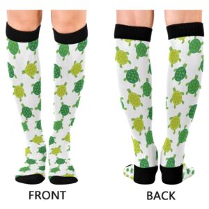 Kigai 1 Pair Cute Turtle Design Compression Socks 20-30mmHg Knee High Women Socks Tube Athletic Stockings for Men Sport Soccer Running Cycling Medical Nurse Winter Travel