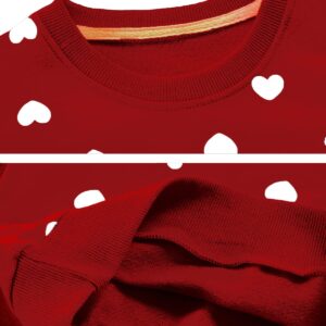 DDSOL Girls Red Sweatshirts Heart Casual Pullover Sweater Cotton Crewneck Ruffle Long Sleeve Holiday Clothes Kids Girl Fall Winter Shirts Tops White Heart 7T