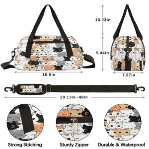 Kids Duffle Bag for Boys Girls Sport Gym Bag Kids Carry-On Bag for School Practice Ballet, Weekender Travel Duffel Bag (cute cats)