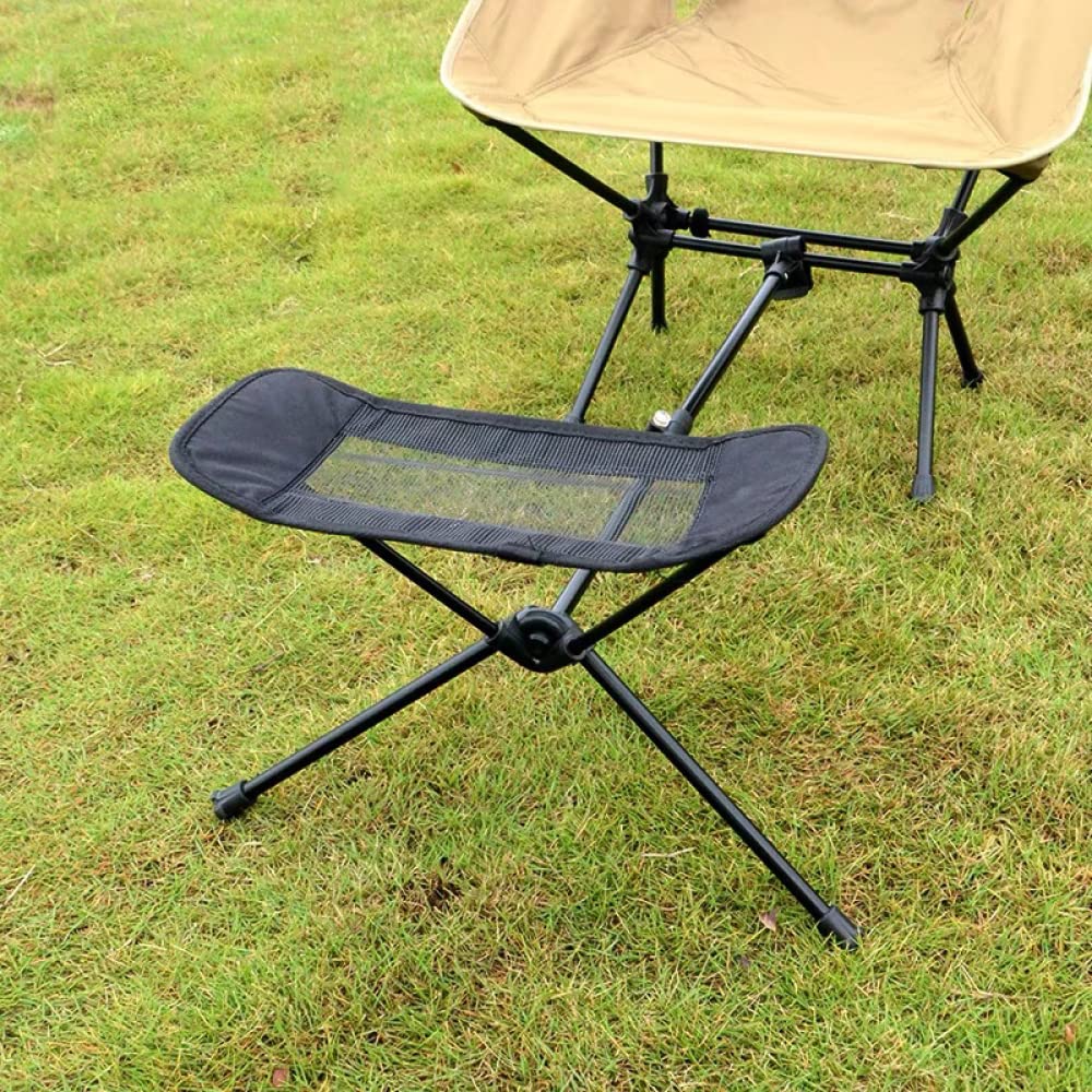 TEQIN Portable Folding Retractable Footrest Leg Rest, Ultralight Camping Folding Chair Footrest, Compact Leg Rest Bracket Stool, Camping Chair Kit for Hiking Fishing Picnic Black