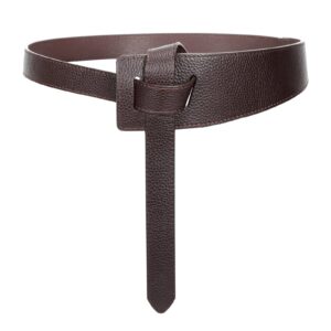 SUOSDEY Womens Leather Belt for Dress, Tie a Knot Genuine Leather Waist Belt for Jumpsuit Coat,coffee belt