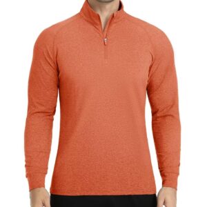 Boladeci Moisture Wicking Shirts for Men UPF 50+ UV Protection Long Sleeve Sun Protection Shirts Orange SPF Dry Fit Sun Shirts Rash Guard Golf Tops