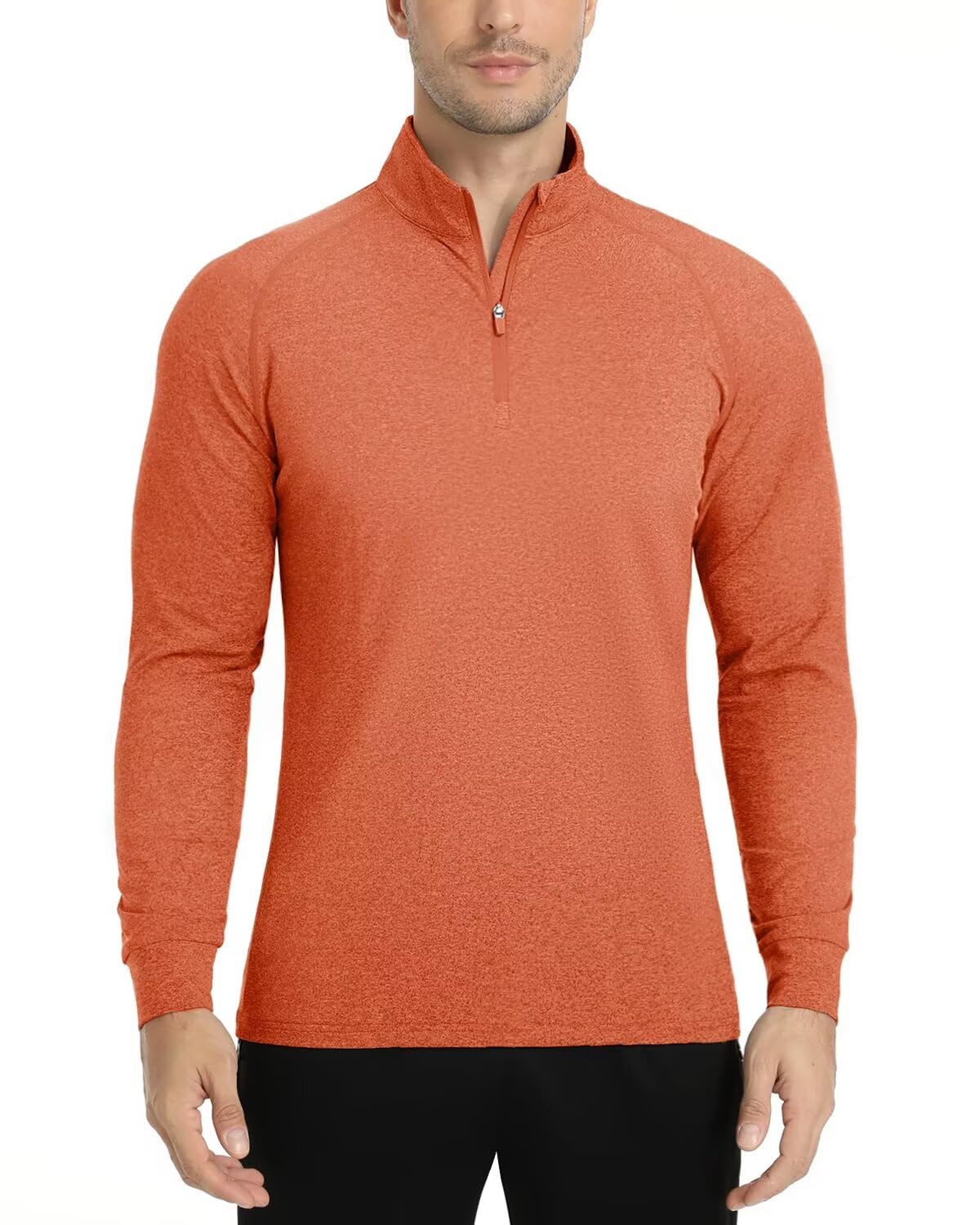 Boladeci Moisture Wicking Shirts for Men UPF 50+ UV Protection Long Sleeve Sun Protection Shirts Orange SPF Dry Fit Sun Shirts Rash Guard Golf Tops