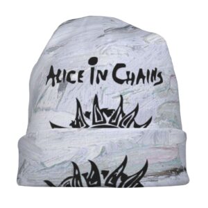 Alice Rock in Band Chains Beanie Hats Men Multifunctional Winter Knitted Hat Custom Skull Cap Casual Beanie One Size Black