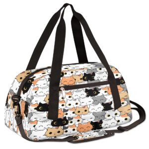 Kids Duffle Bag for Boys Girls Sport Gym Bag Kids Carry-On Bag for School Practice Ballet, Weekender Travel Duffel Bag (cute cats)