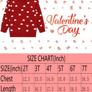 DDSOL Girls Red Sweatshirts Heart Casual Pullover Sweater Cotton Crewneck Ruffle Long Sleeve Holiday Clothes Kids Girl Fall Winter Shirts Tops White Heart 7T