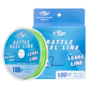 SF Rattle Reel Line for Ice Fishing Rattle Reels Tip-Up 100FT 35LB Sink Fluo Green