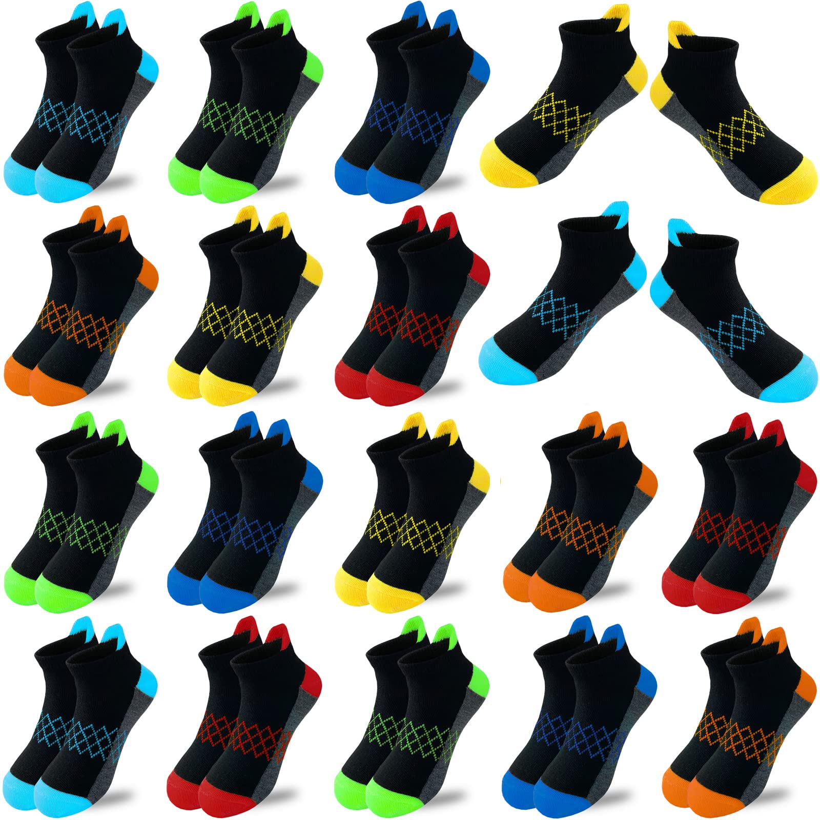 JAMEGIO Boys Socks 18 Pairs kids Half Cushion Low Cut socks Sport Ankle Athletic Sock for Little Big Kids Size Age 3-14 Years(5-7 Years)