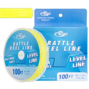 SF Rattle Reel Line for Ice Fishing Rattle Reels Tip-Up 100FT 35LB Sink Fluo Yellow