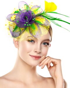 bniksok mardi gras fascinators hat for women tea party halloween headband flower bridal shower weddings themed events