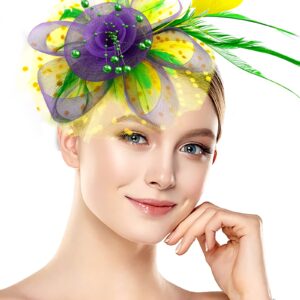 Bniksok Mardi Gras Fascinators Hat for Women Tea Party Halloween Headband Flower Bridal Shower Weddings Themed Events