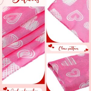 4 Pieces Valentine's Day Scarf for Women Pink White Heart Print Scarf Valentines Scarf for Women Girl Christmas Birthday Valentine's Gift, 4 Styles