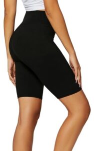 conceited biker shorts women - soft - high waist tummy control - essential - regular and plus size - black - small - medium