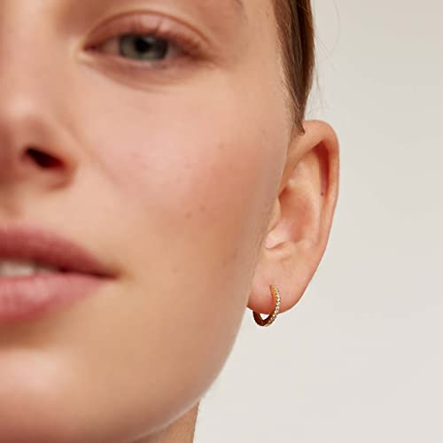 DAILY VIBES Small Gold Hoops Huggie Earrings for Women 14K Real Gold Plated Dainty Cubic Zirconia Mini Bead Cartilage Earring Hypoallergenic Hoop Earrings Set for Women